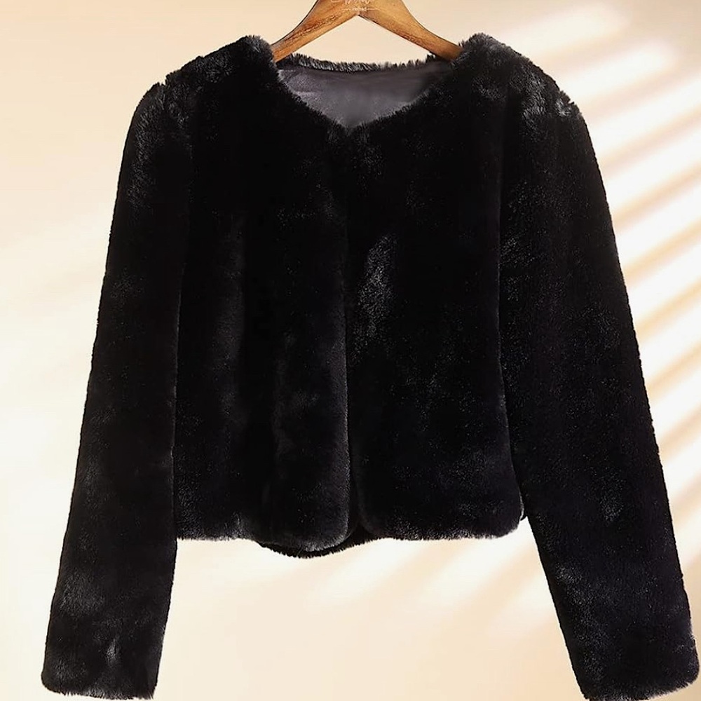 Black faux fur jacket